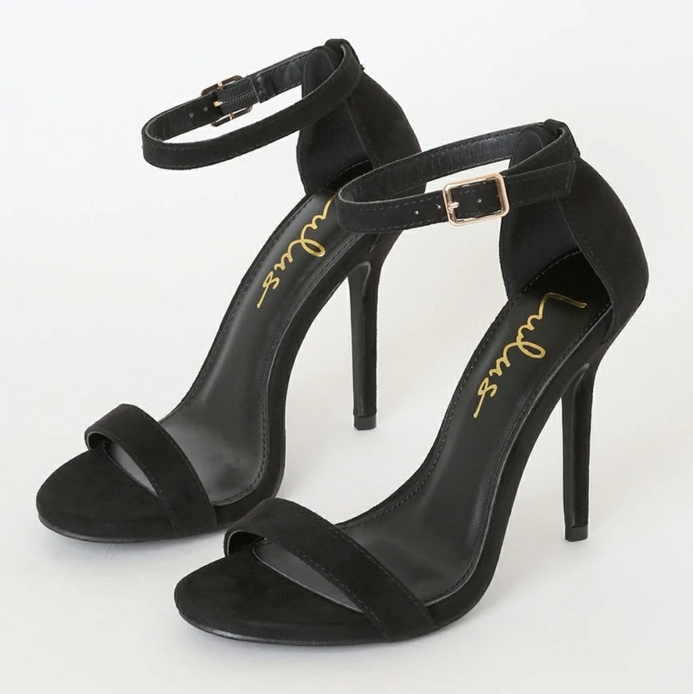Lulu's Elsi Black Single Strap Heels Sz 9